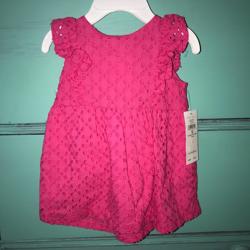 RALPH LAUREN BABY GIRL PINK DRESS WITH BLOOMERS